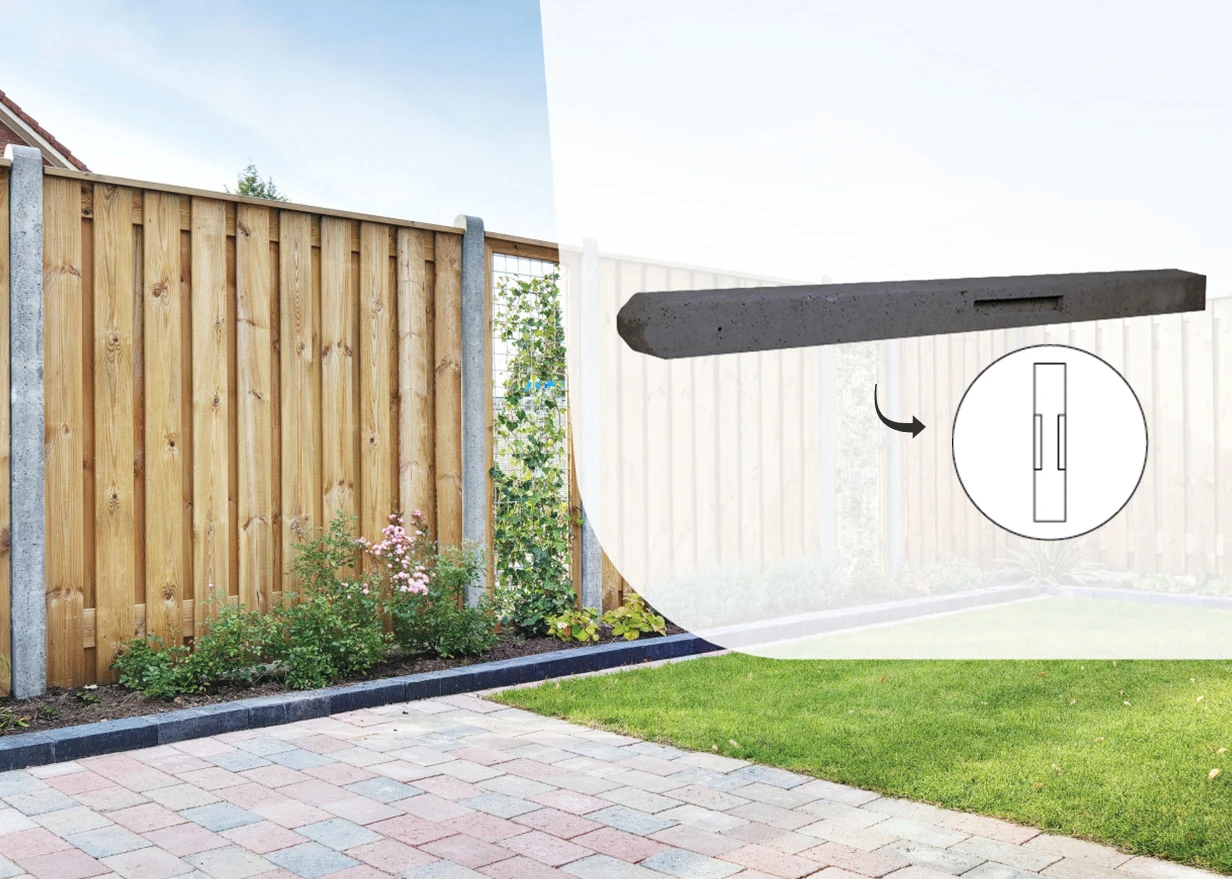 Tussenpaal Ruw Beton 10 x 10 cm (100 x 100 mm) Antraciet - Lengte 310 cm - Afbeelding 3